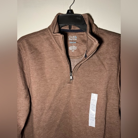 Brown Croft & Borrow Extra soft Fleece Quarterzip - Picture 2 of 5